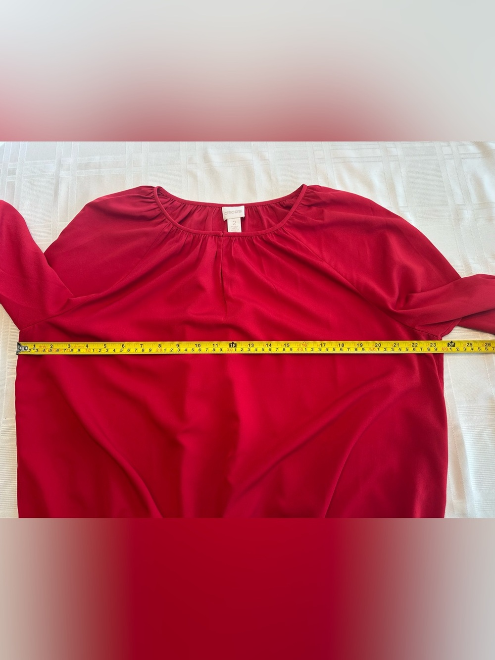 Chico's Red Keyhole Blouse Shirt Women's Size Chico's 2 = Large/12 - Picture 7 of 8